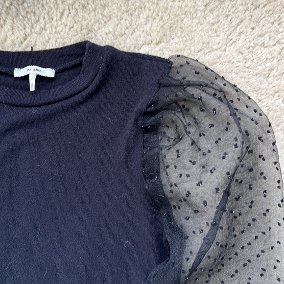 Sheer Black Polka Dot Puff-Sleeve Top - XS - Picture 2 of 2
